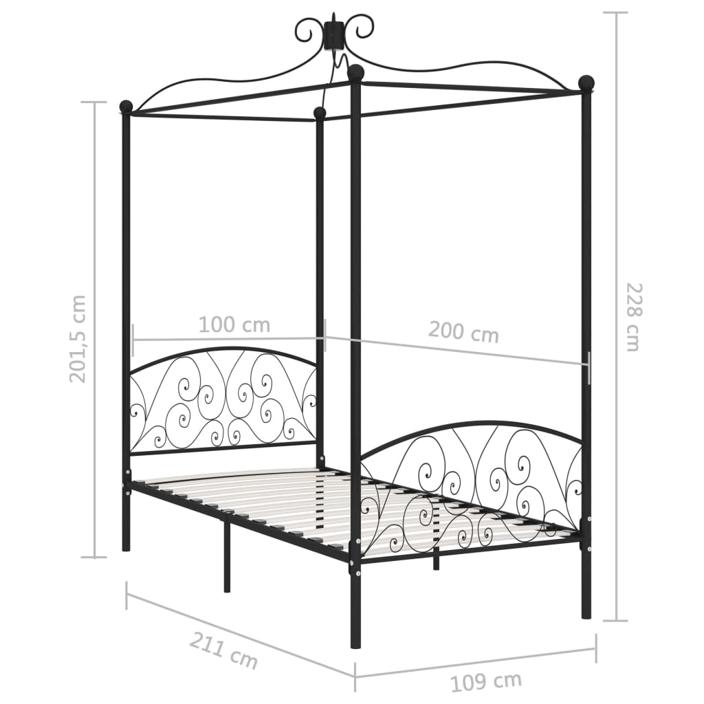 Hemelbedframe metaal 120x200 cm