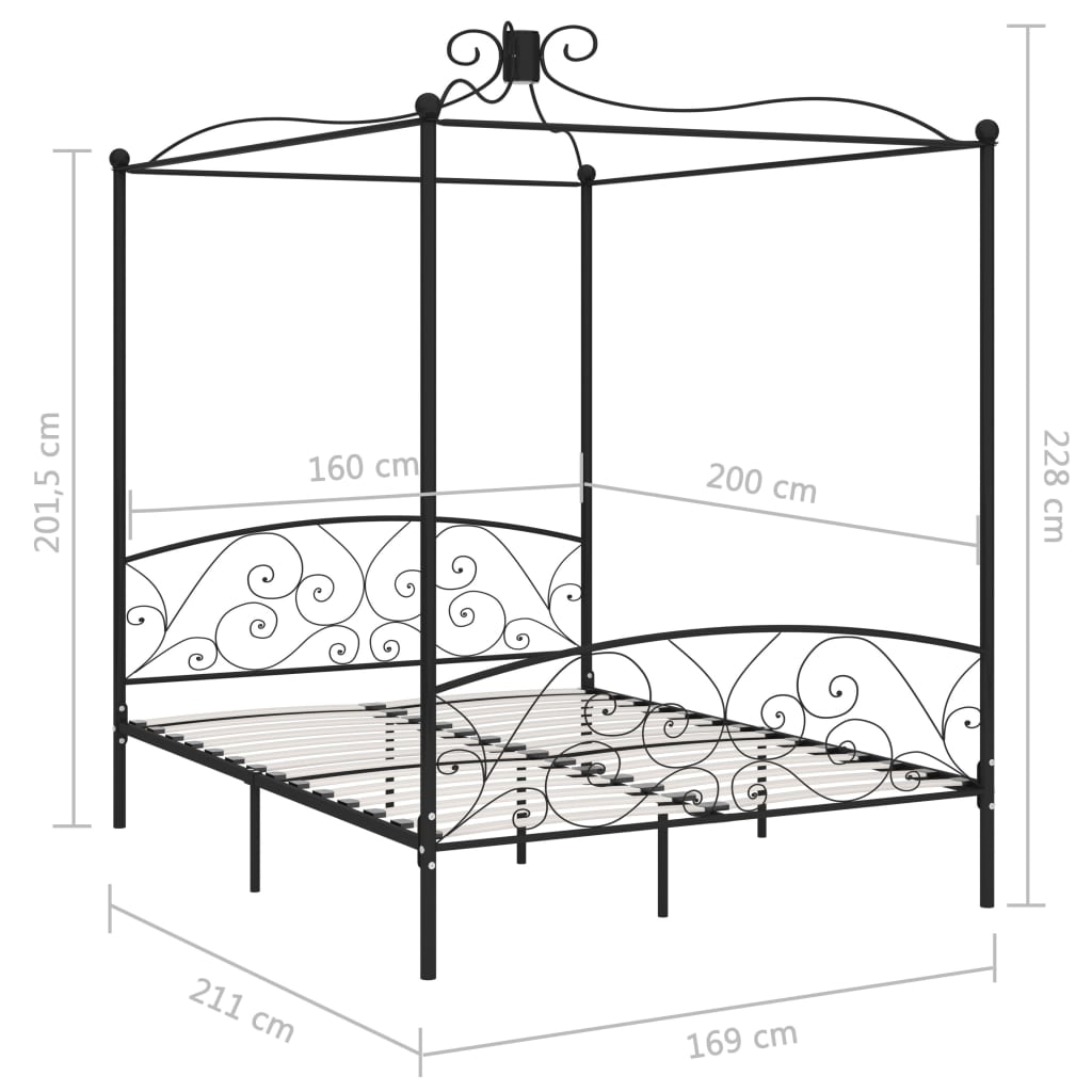 Hemelbedframe metaal 120x200 cm