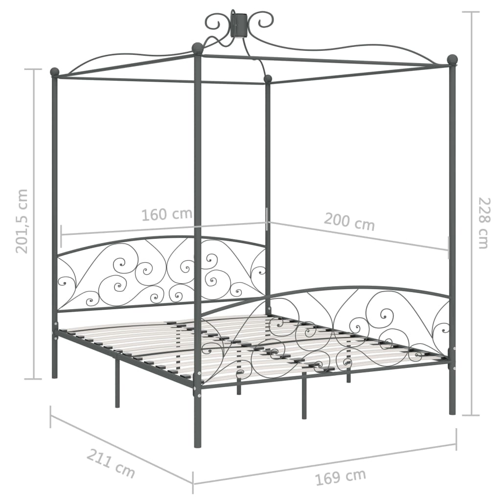 Hemelbedframe metaal 120x200 cm