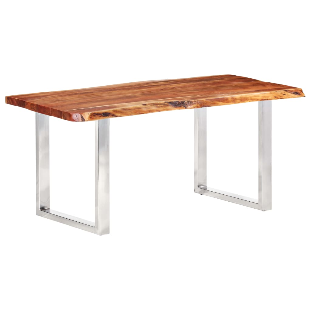 Table de salle à manger à bords naturels 3,8 cm 200 cm en bois d'acacia