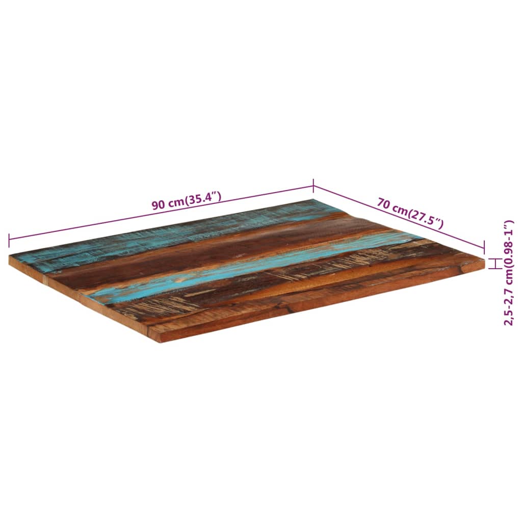 Tafelblad vierkant 25-27 mm 70x70 cm massief gerecycled hout