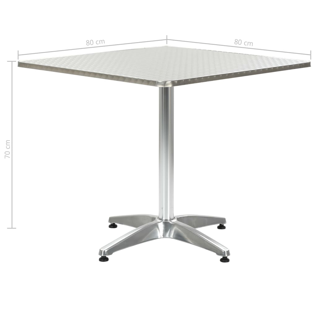 Table de jardin 80x80x70 cm aluminium argenté