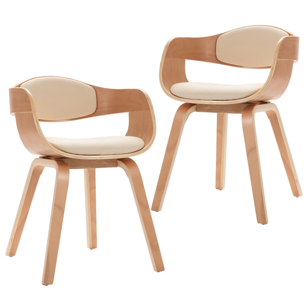 Chaises de salle à manger 2 pcs bois courbé simili cuir