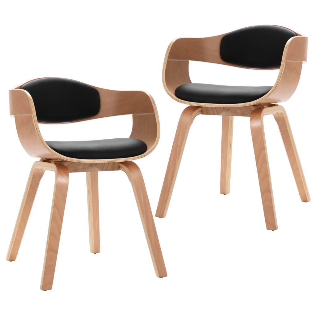 Eetkamerstoelen 6 st gebogen hout kunstleer