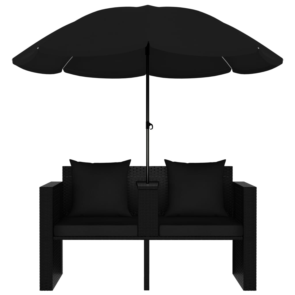 Tuinbed met parasol poly rattan