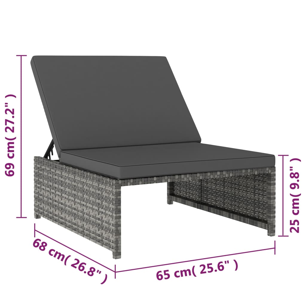 Tuinstoelen 2 st verstelbaar met tafel poly rattan