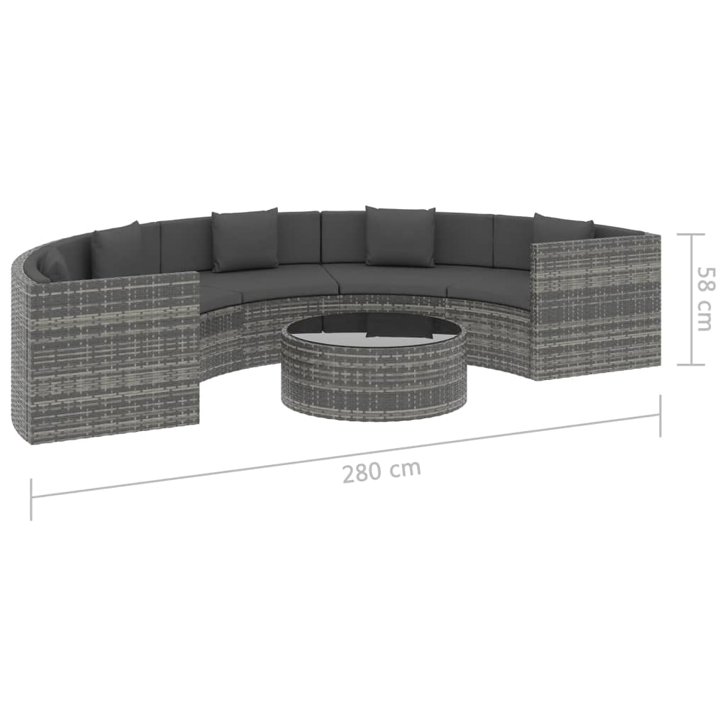 6-delige Loungeset met kussens poly rattan