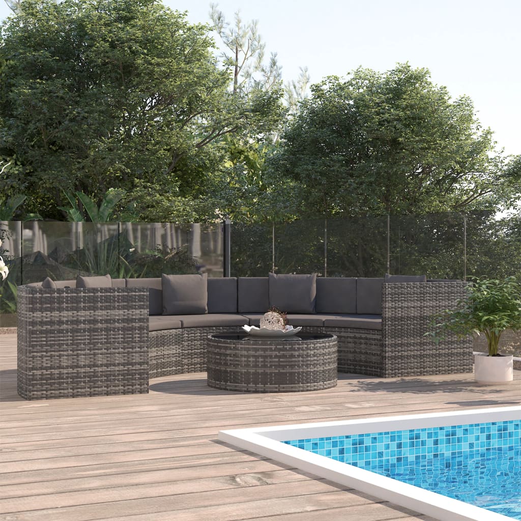 6-delige Loungeset met kussens poly rattan