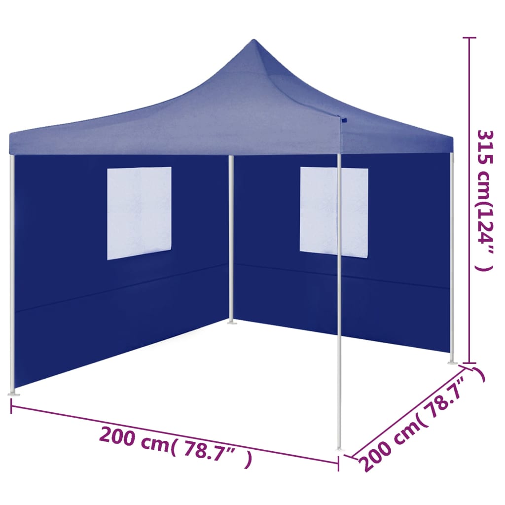 Partytent met 2 zijwanden inklapbaar 2x2 m staal