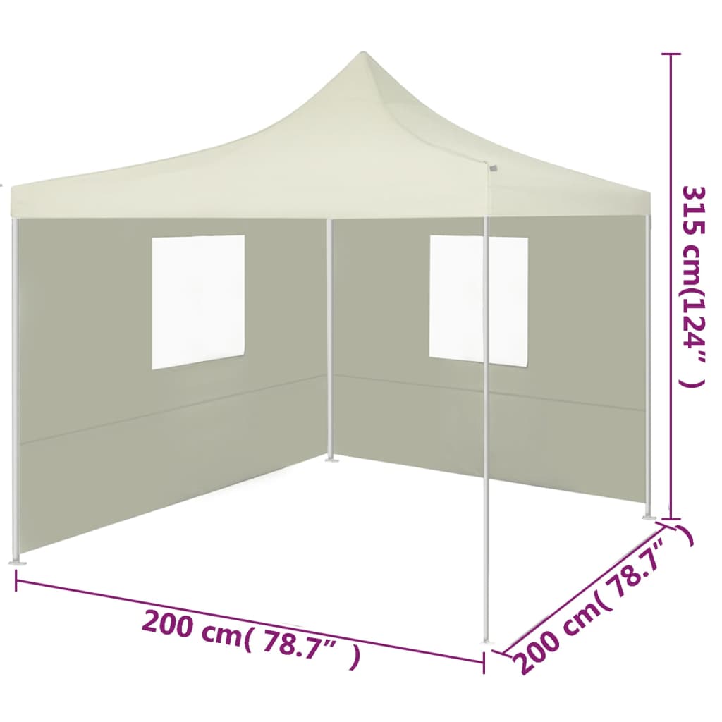 Partytent met 2 zijwanden inklapbaar 2x2 m staal