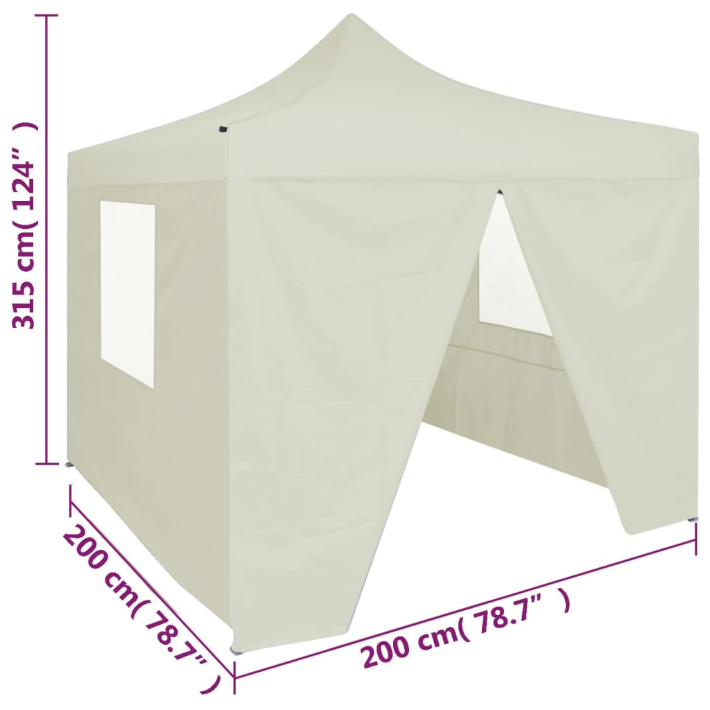 Partytent met 4 zijwanden inklapbaar 2x2 m staal