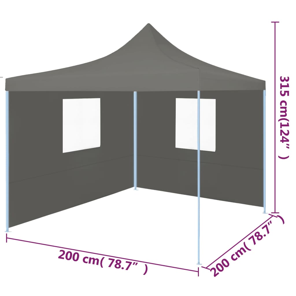 Partytent met 2 zijwanden inklapbaar 2x2 m staal