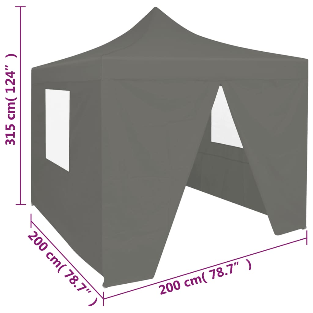 Partytent met 4 zijwanden inklapbaar 2x2 m staal