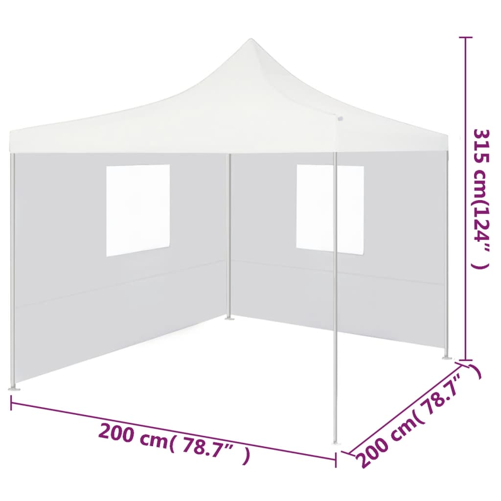 Partytent met 2 zijwanden inklapbaar 2x2 m staal