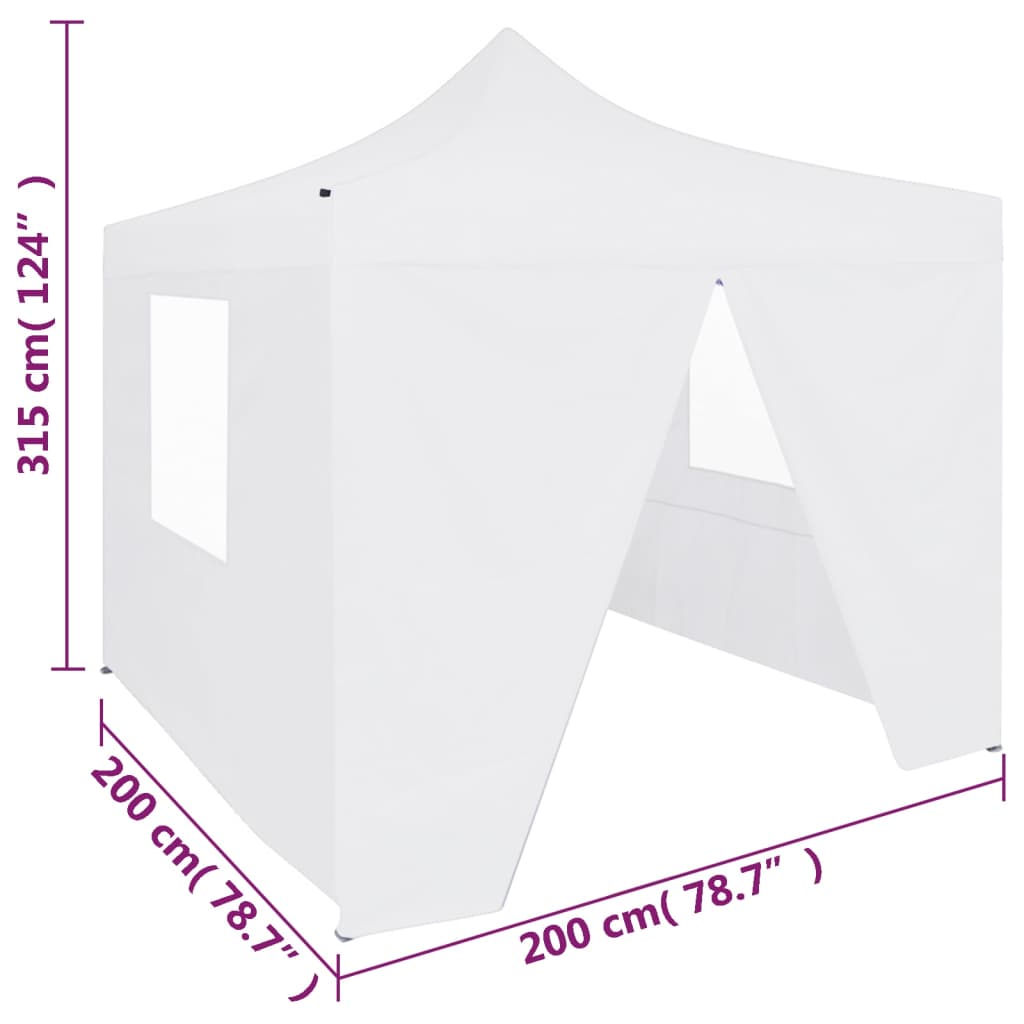 Partytent met 4 zijwanden inklapbaar 2x2 m staal