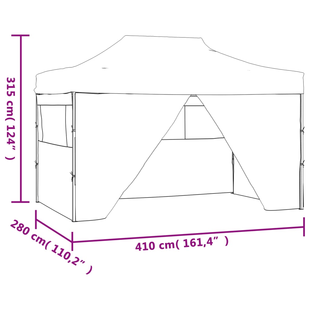 Partytent met 4 zijwanden inklapbaar 3x4 m staal