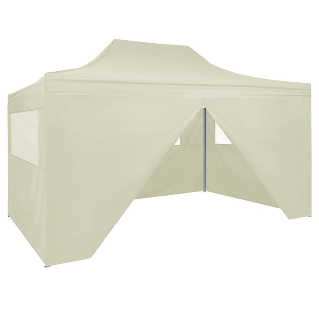 Tente de fête avec 4 parois latérales pliables 3x4 m acier blanc