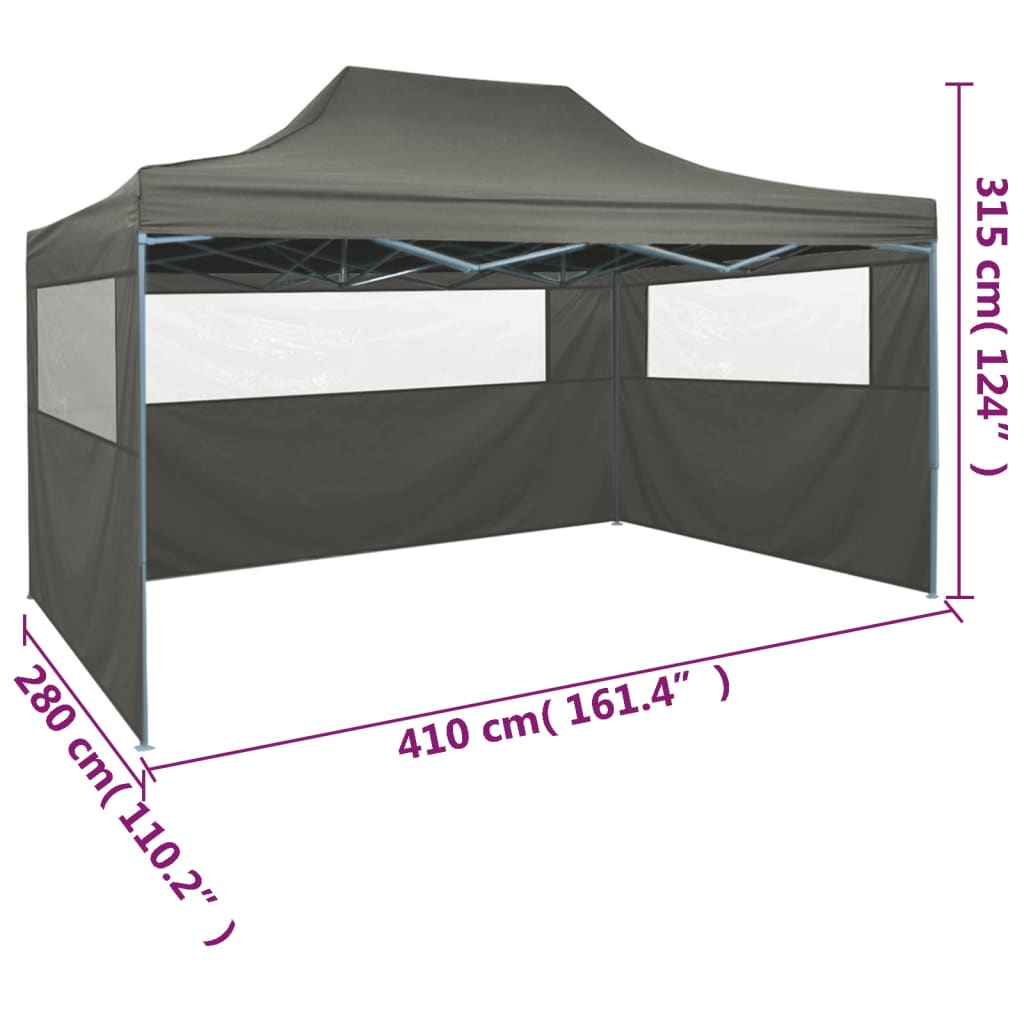 Partytent met 3 zijwanden inklapbaar 3x4 m staal