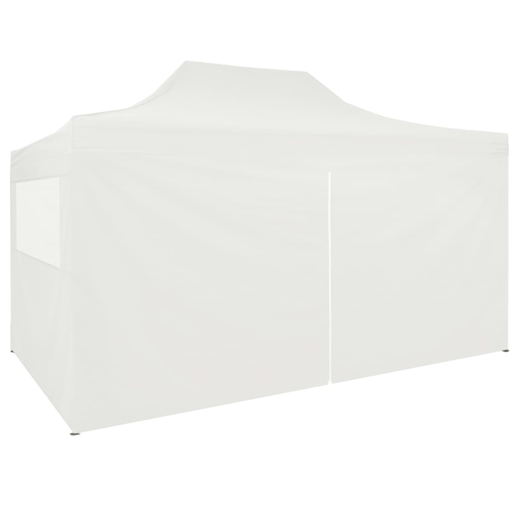 Tente de fête avec 4 parois latérales pliables 3x4 m acier blanc