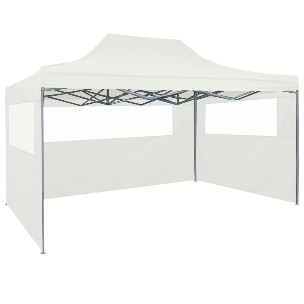 Tente de fête avec 4 parois latérales pliables 3x4 m acier blanc