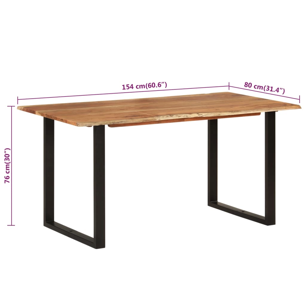 Eettafel 154x80x76 cm massief acaciahout