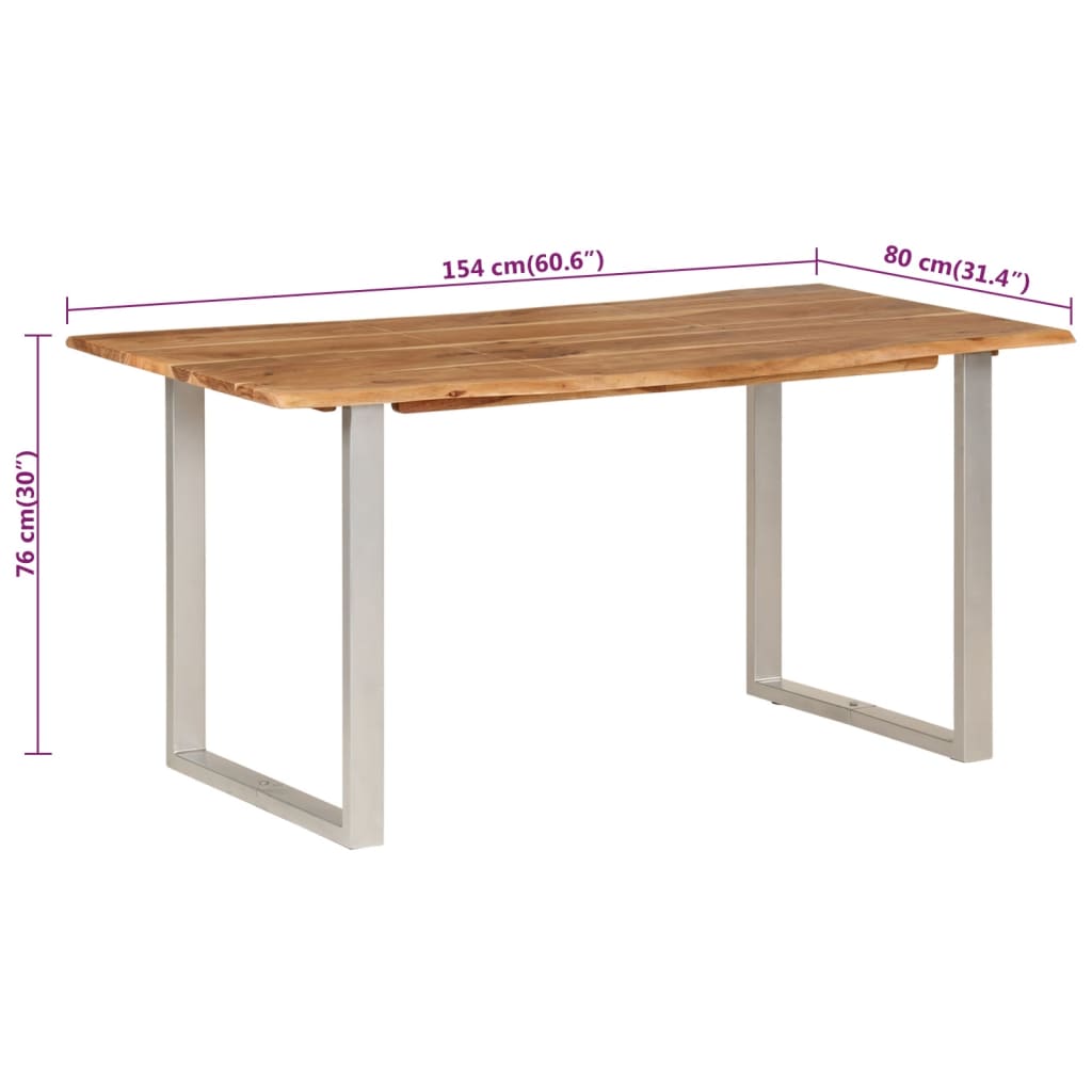 Eettafel 154x80x76 cm massief acaciahout