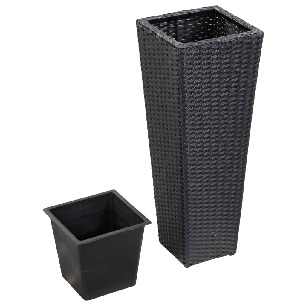 Plantenbak verhoogd 30x30x80 cm poly rattan bruin