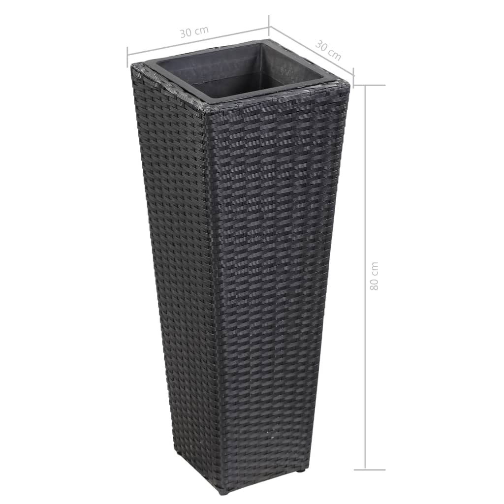 Plantenbak verhoogd 30x30x80 cm poly rattan bruin