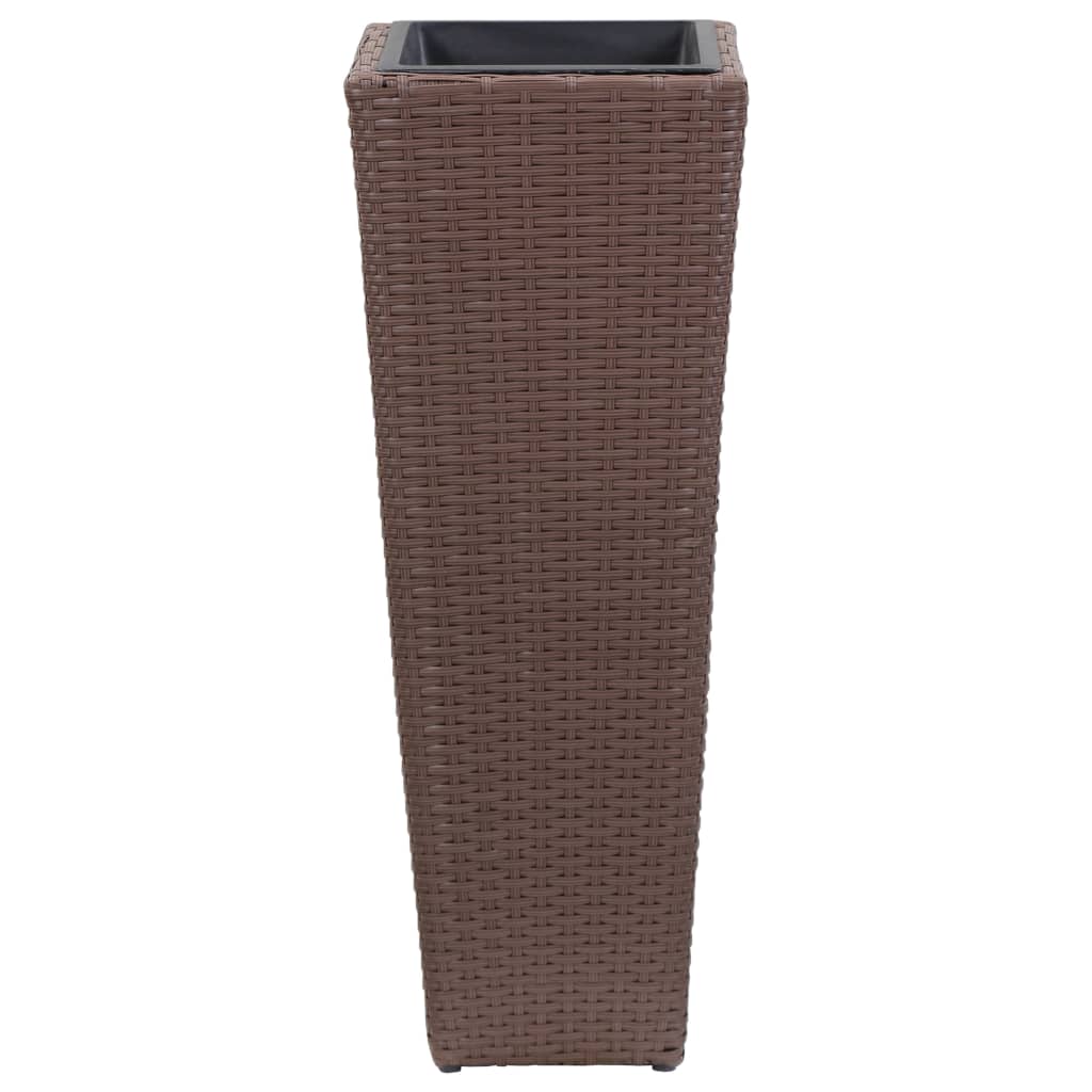 Plantenbak verhoogd 30x30x80 cm poly rattan bruin