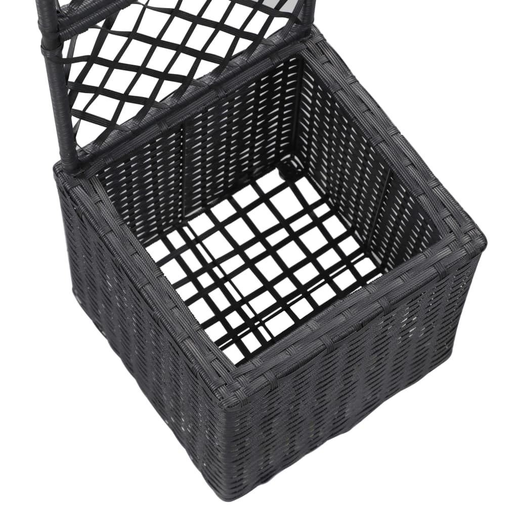 Latwerkplantenbak verhoogd met 1 pot 30x30x107 cm rattan