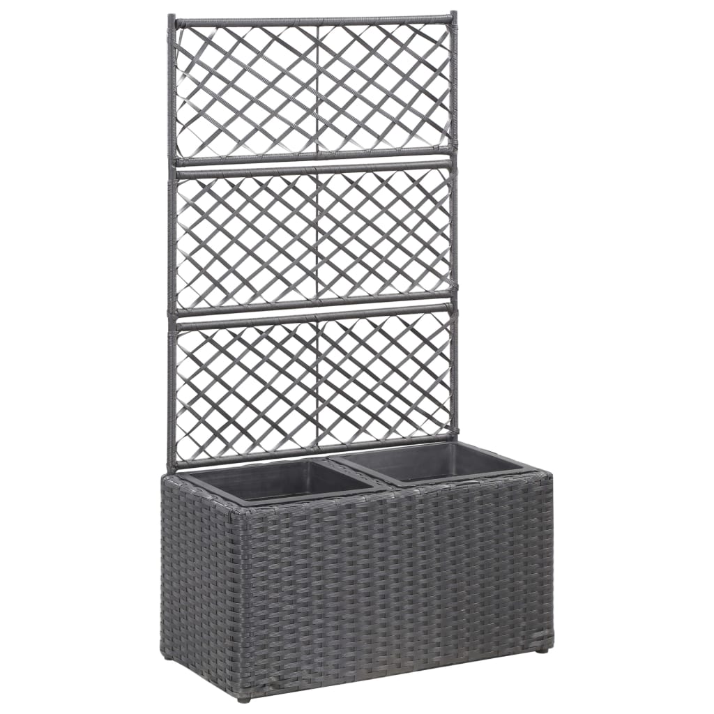 Latwerkplantenbak verhoogd met 1 pot 30x30x107 cm rattan