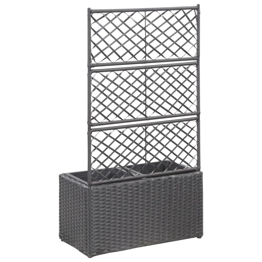 Latwerkplantenbak verhoogd met 1 pot 30x30x107 cm rattan