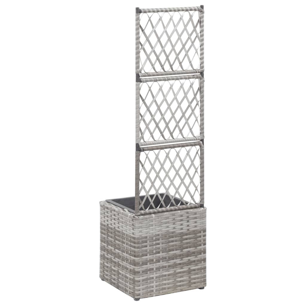 Latwerkplantenbak verhoogd met 1 pot 30x30x107 cm rattan