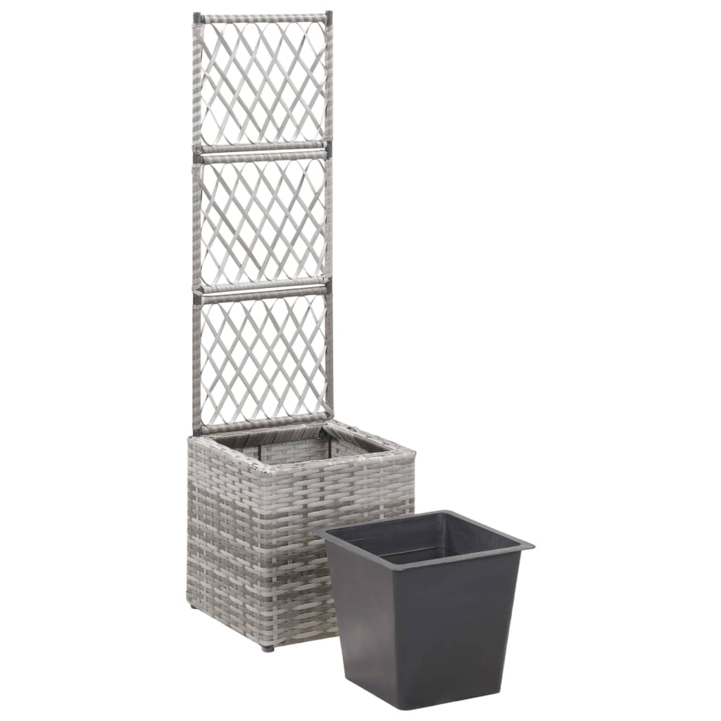 Latwerkplantenbak verhoogd met 1 pot 30x30x107 cm rattan