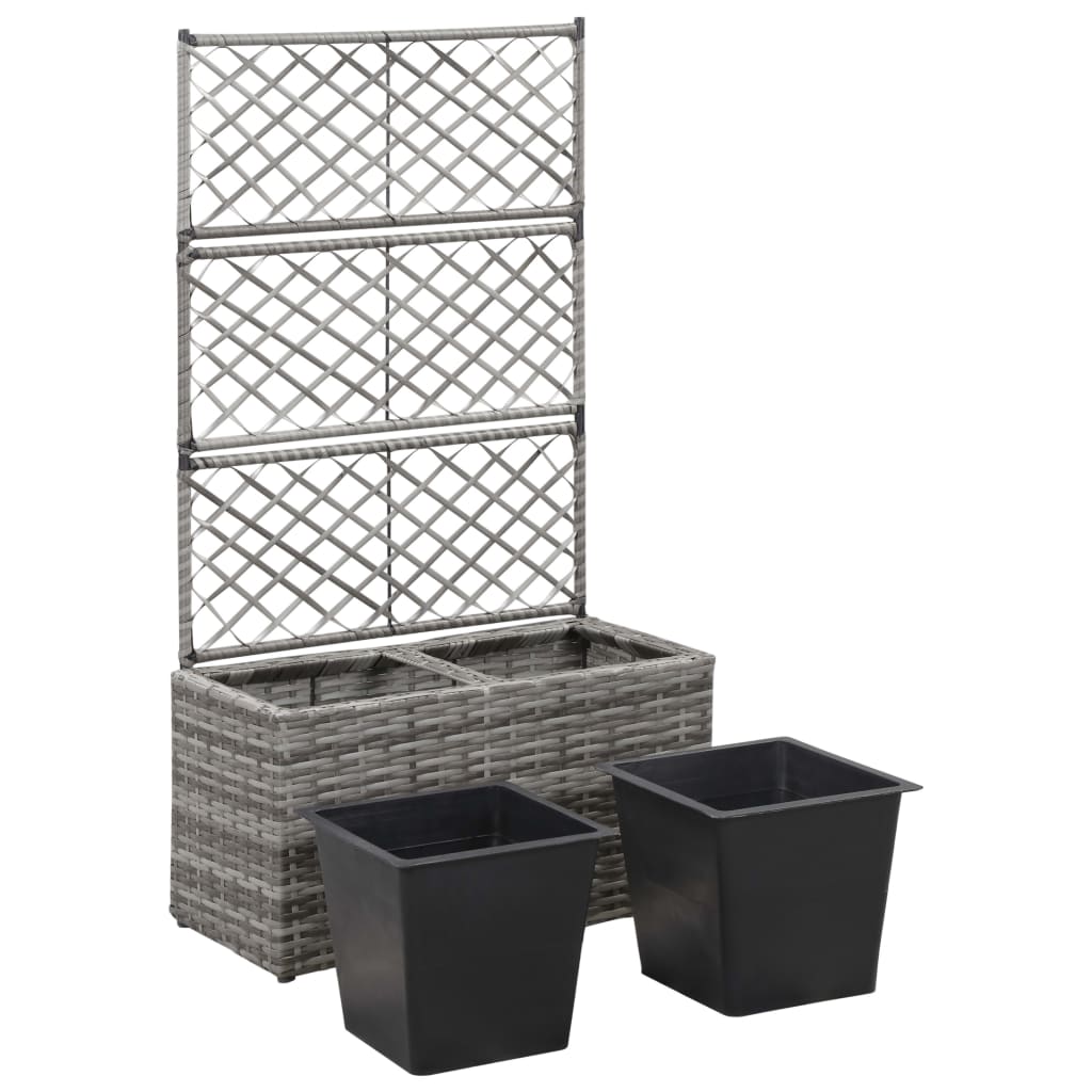 Latwerkplantenbak verhoogd met 1 pot 30x30x107 cm rattan