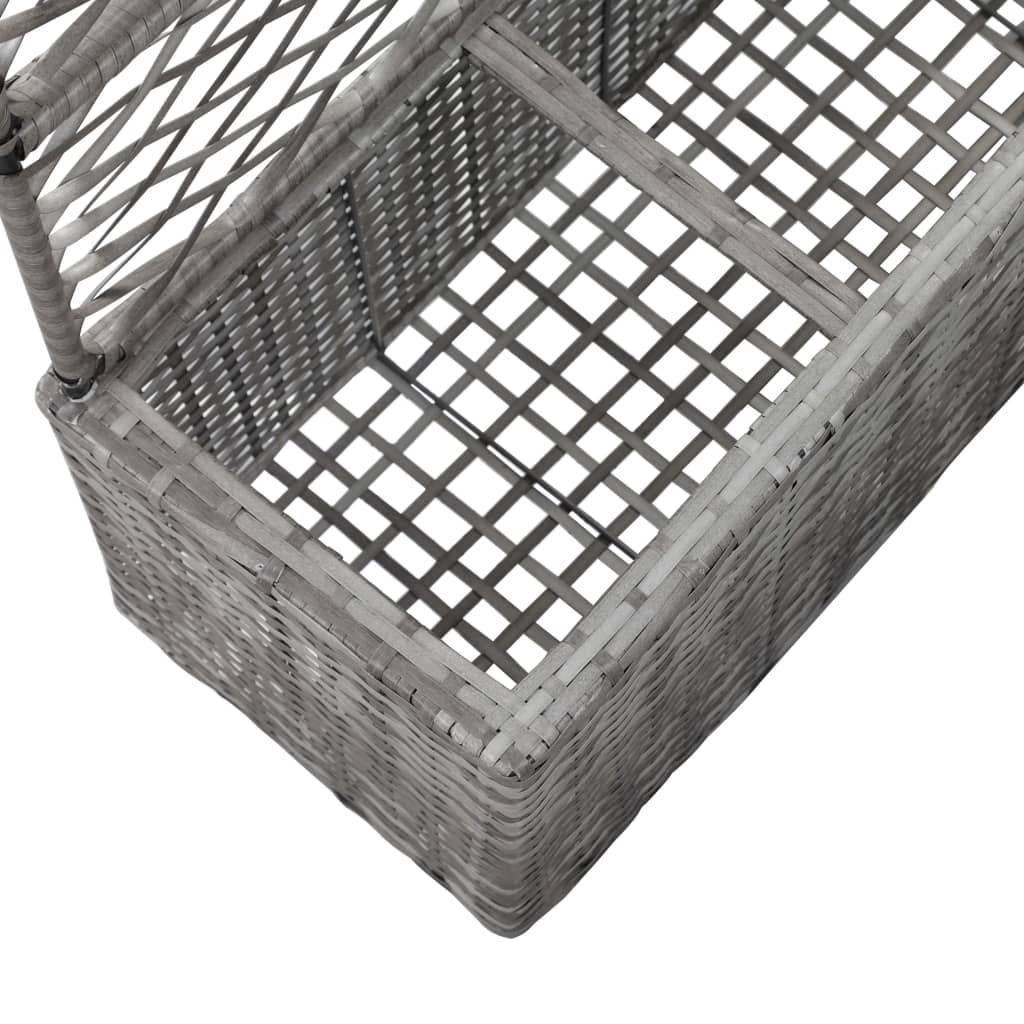 Latwerkplantenbak verhoogd met 1 pot 30x30x107 cm rattan