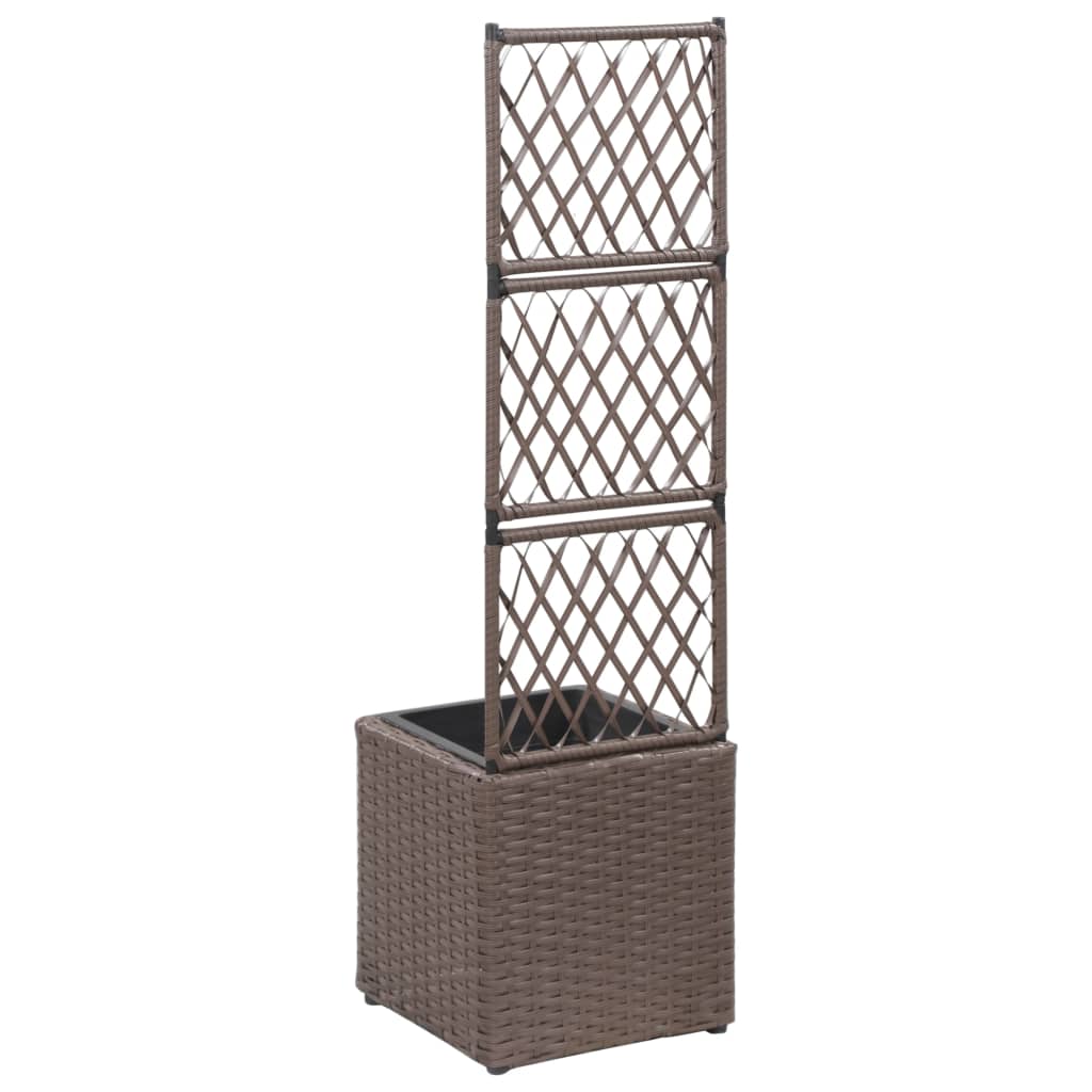 Latwerkplantenbak verhoogd met 1 pot 30x30x107 cm rattan