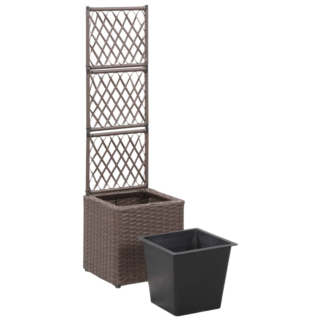 Latwerkplantenbak verhoogd met 1 pot 30x30x107 cm rattan