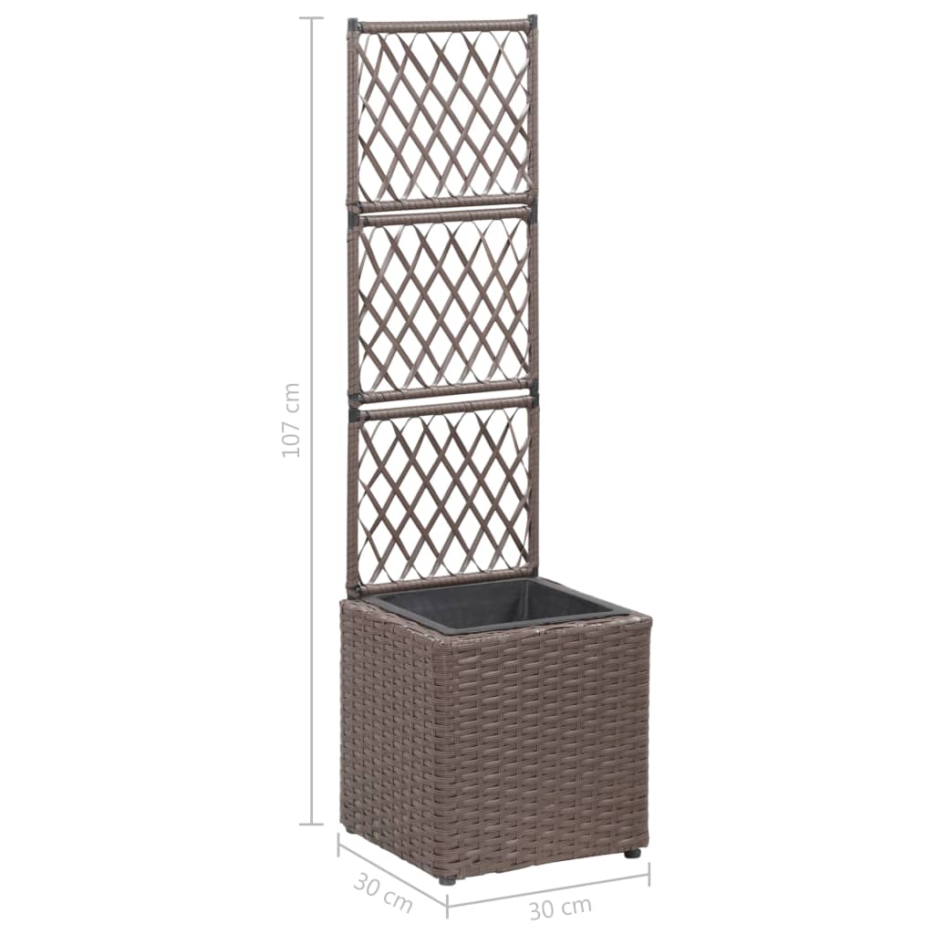 Latwerkplantenbak verhoogd met 1 pot 30x30x107 cm rattan