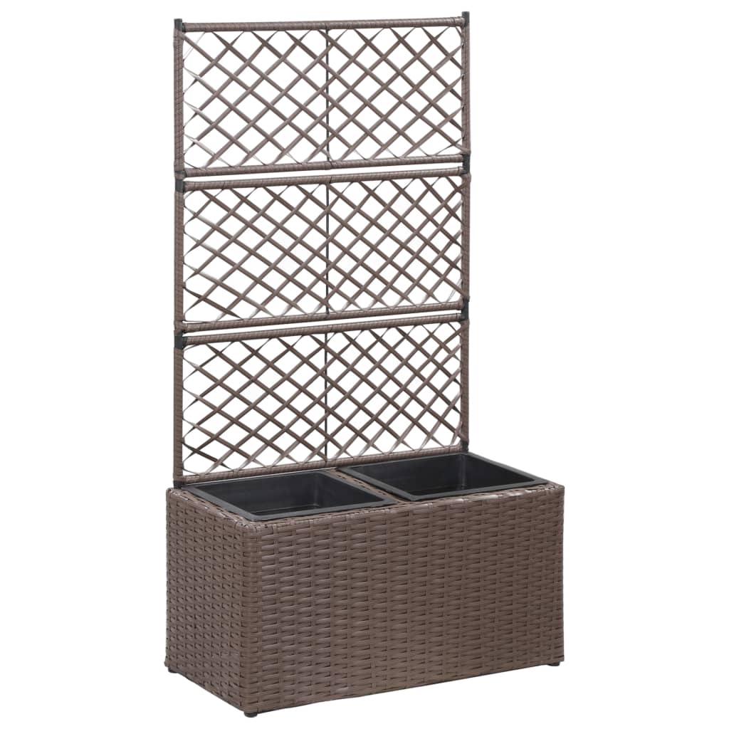 Latwerkplantenbak verhoogd met potten 58x30x107 cm rattan