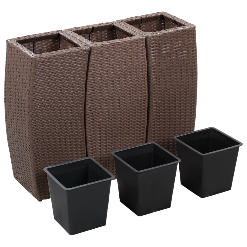 Jardinières surélevées 3 pcs poly rotin