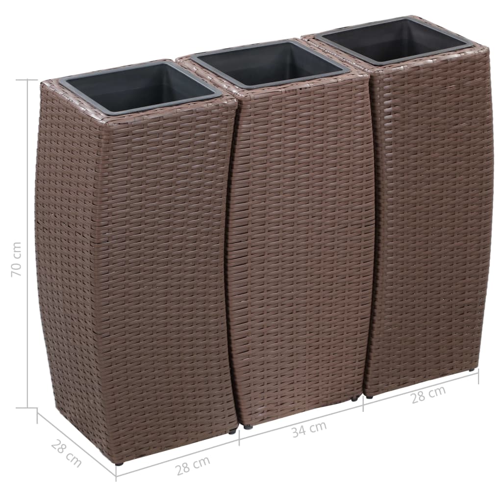 Jardinières surélevées 3 pcs poly rotin