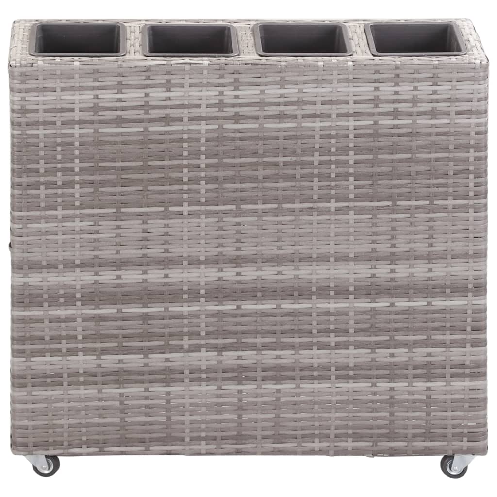 Plantenbak verhoogd met 4 potten 80x22x79 cm poly rattan bruin