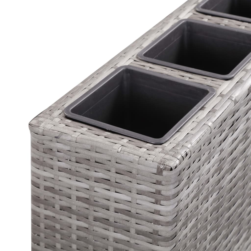 Plantenbak verhoogd met 4 potten 80x22x79 cm poly rattan bruin