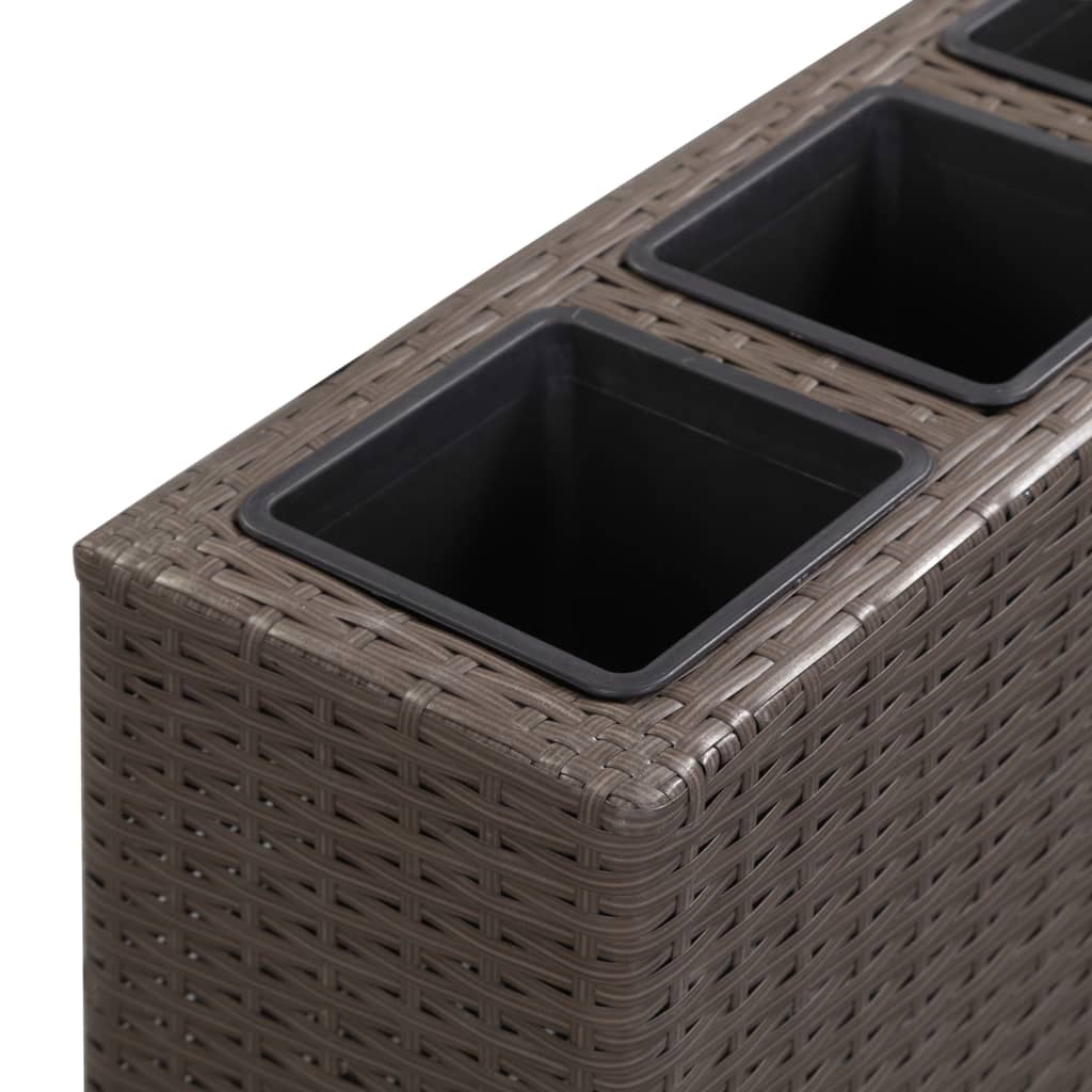 Plantenbak verhoogd met 4 potten 80x22x79 cm poly rattan bruin