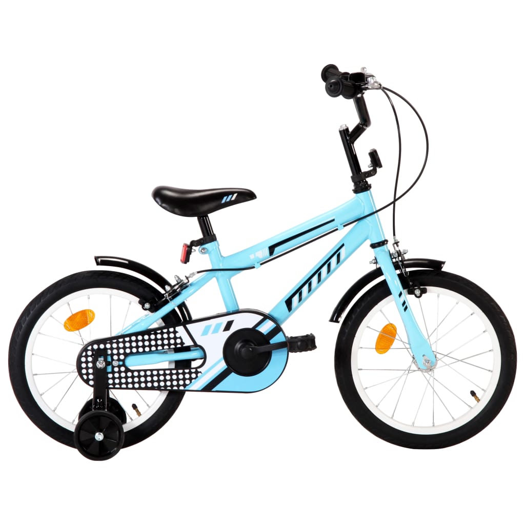 Kinderfiets 14 inch zwart en blauw