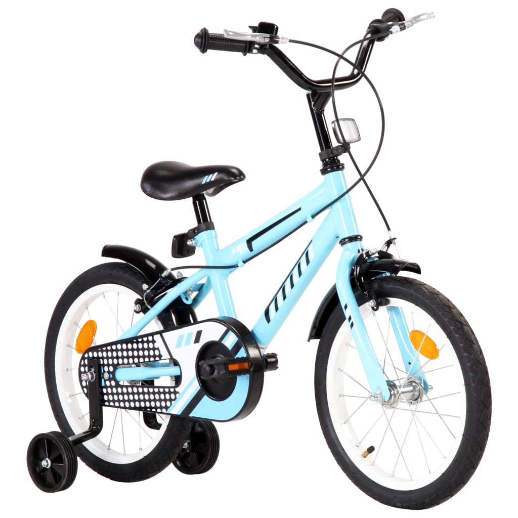 Kinderfiets 14 inch zwart en blauw