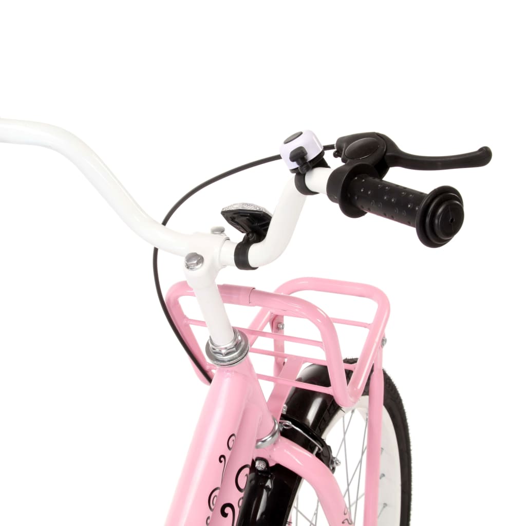 Kinderfiets met voordrager 14 inch wit en roze