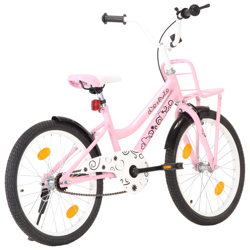 Kinderfiets met voordrager 14 inch wit en roze