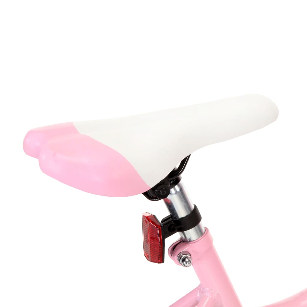 Kinderfiets met voordrager 14 inch wit en roze